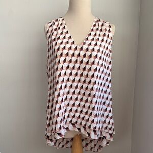 Brown and Cream Geometric Blouse